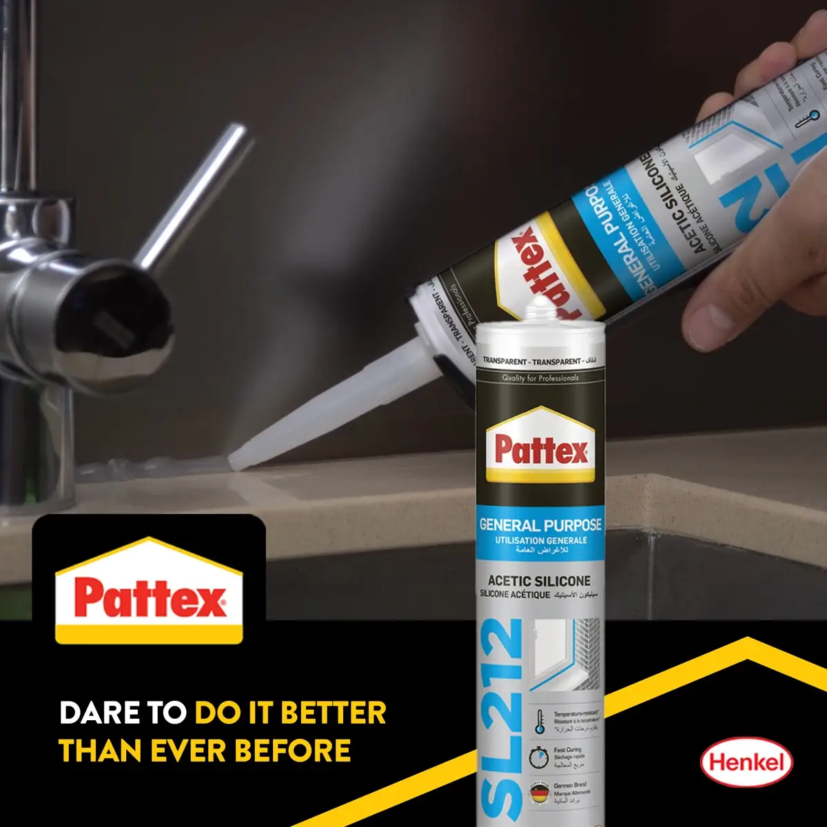 Pattex SL 212 General Purpose Silicone (Clear, 280 ml)