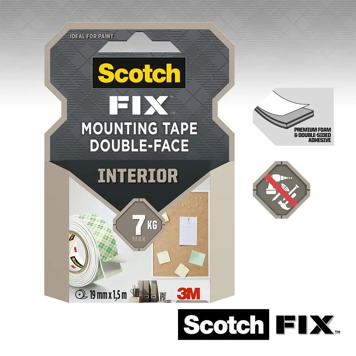 Scotch Indoor Mounting Tape (25 mm x 3 m, White)