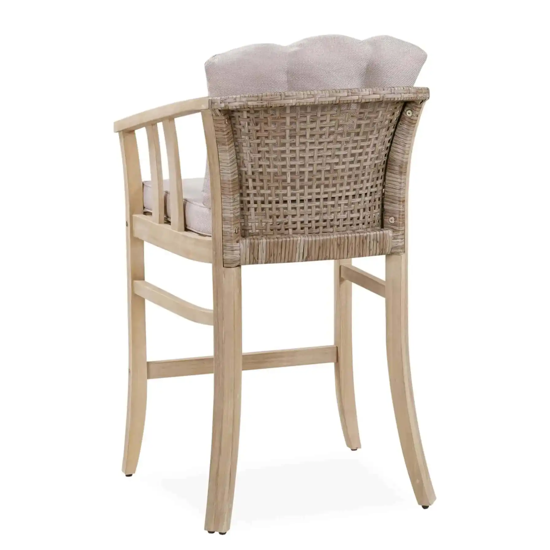 Ashmore Classic Acacia Wood & Wicker Bar Chair (55.5 x 58 x 93.5 cm, 2 Pc.)