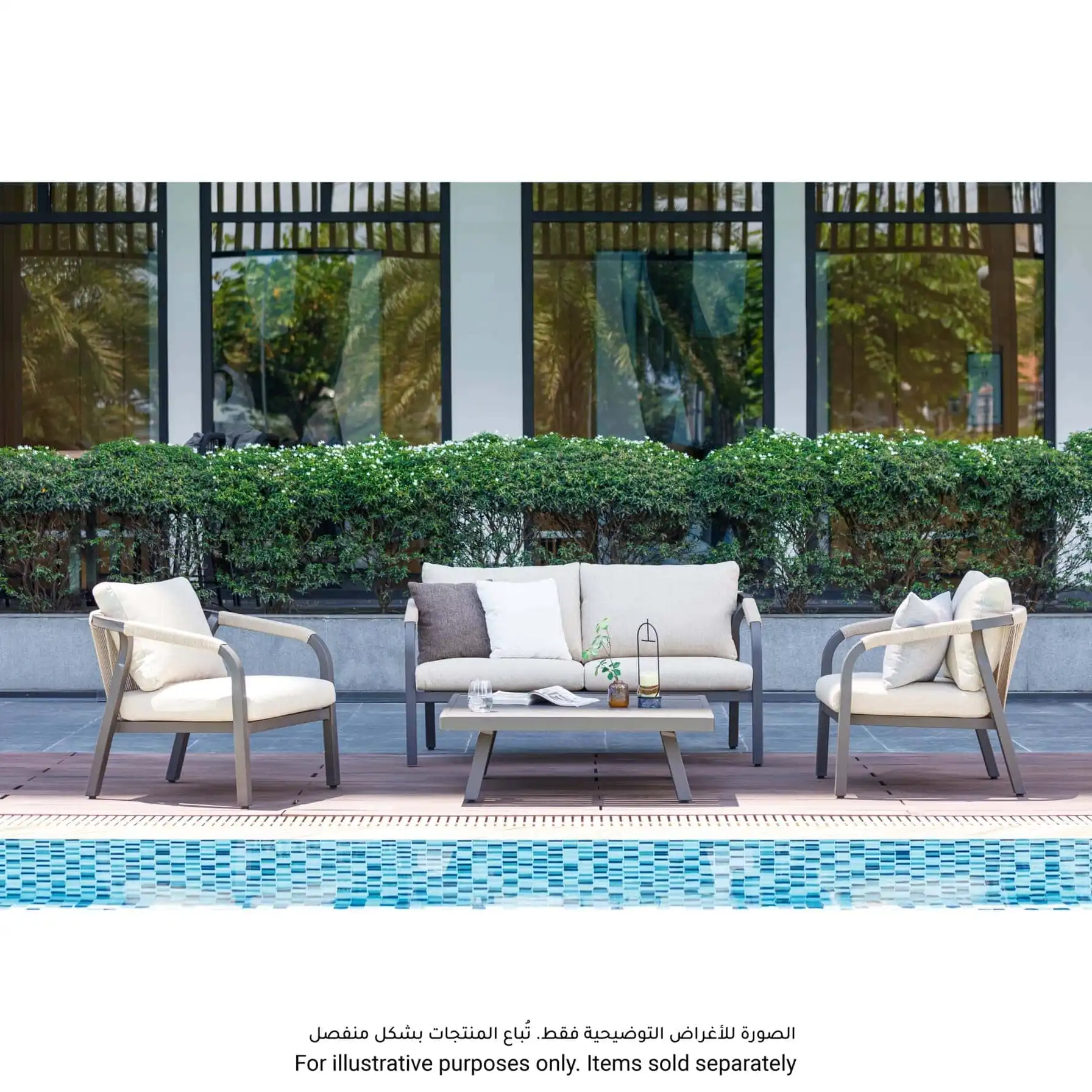 Angelo Single-Seater Aluminum & Rope Outdoor Sofa (70 x 75 x 70 cm, 2 Pc.)