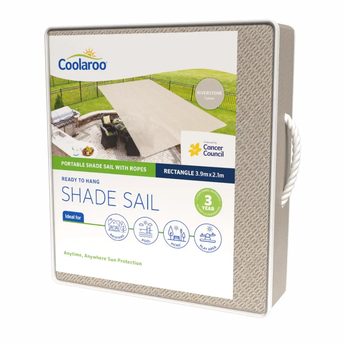Coolaroo HDPE Ready-To-Hang Rectangle Shade Sail (390 x 210 cm)