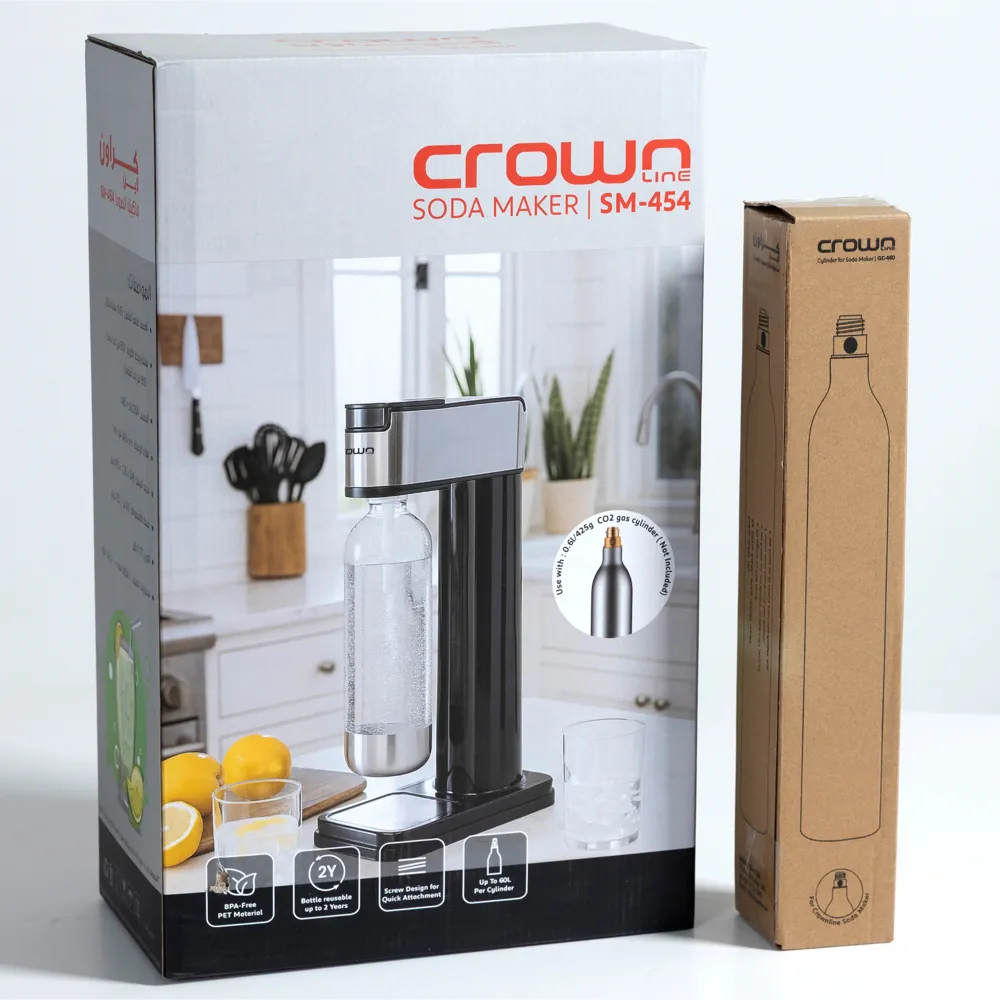 Crownline Bundle Soda Maker W/Gas Cylinder & Water Bottle, SM454+GC460B (6.5 Bar, 900 ml)