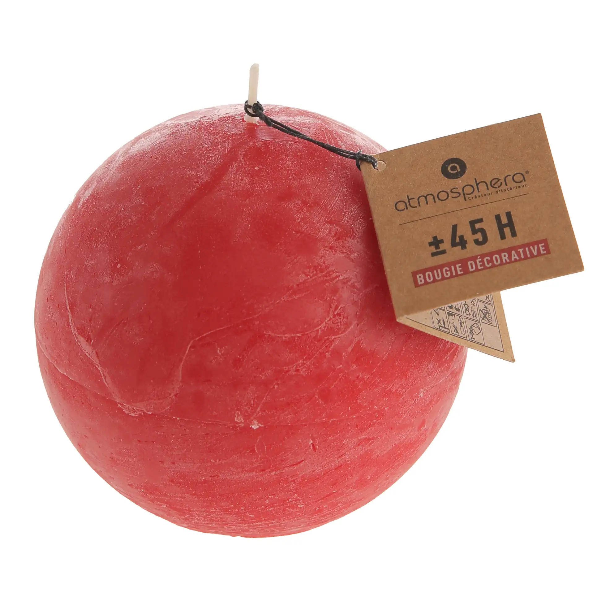 Comptoir de la Bougie Olia Rustic Wax Ball Candle (10 cm, Red)