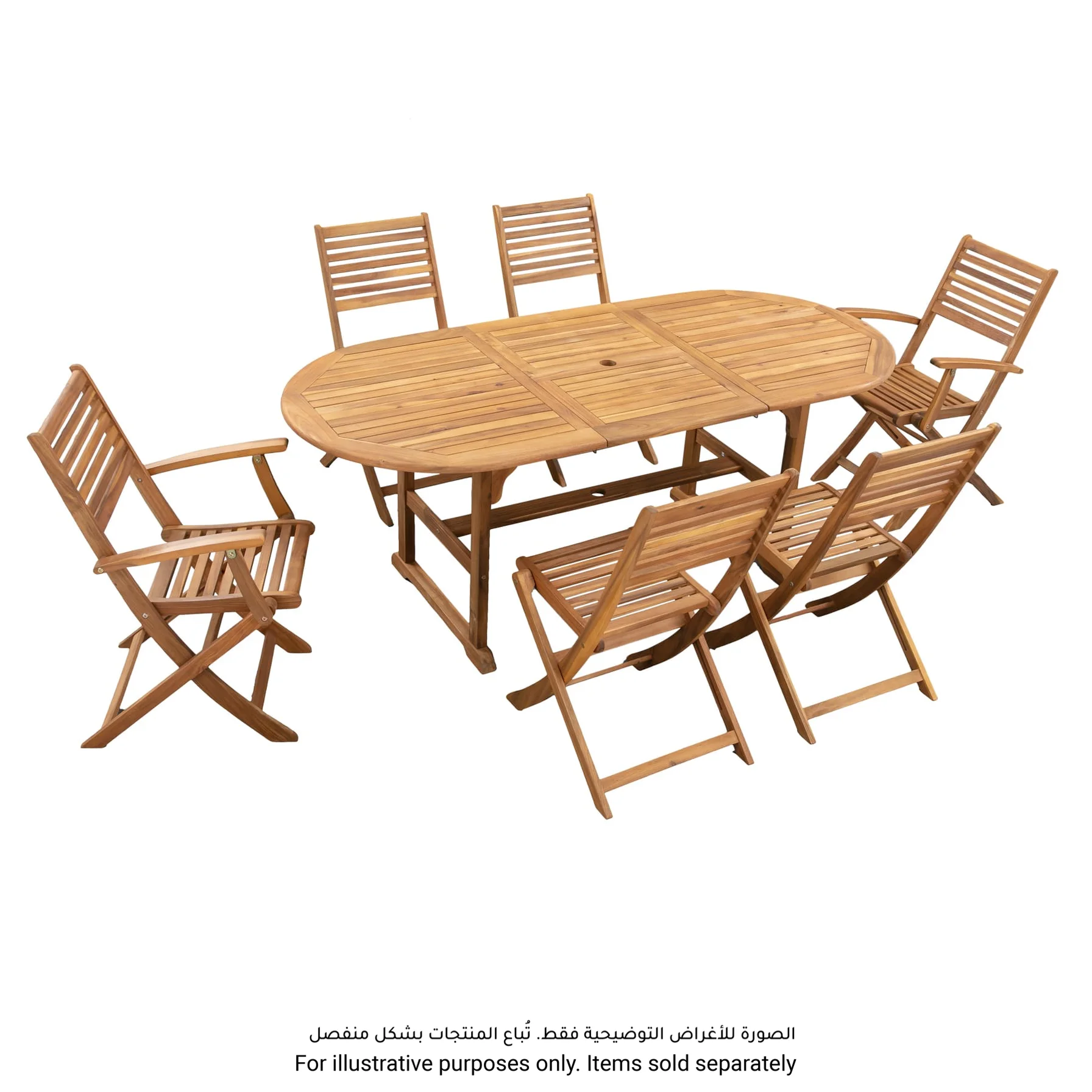 Kingston Acacia Wood Folding Chair W/Armrests Generic (61.5 x 56 x 90 cm, 2 Pc.)