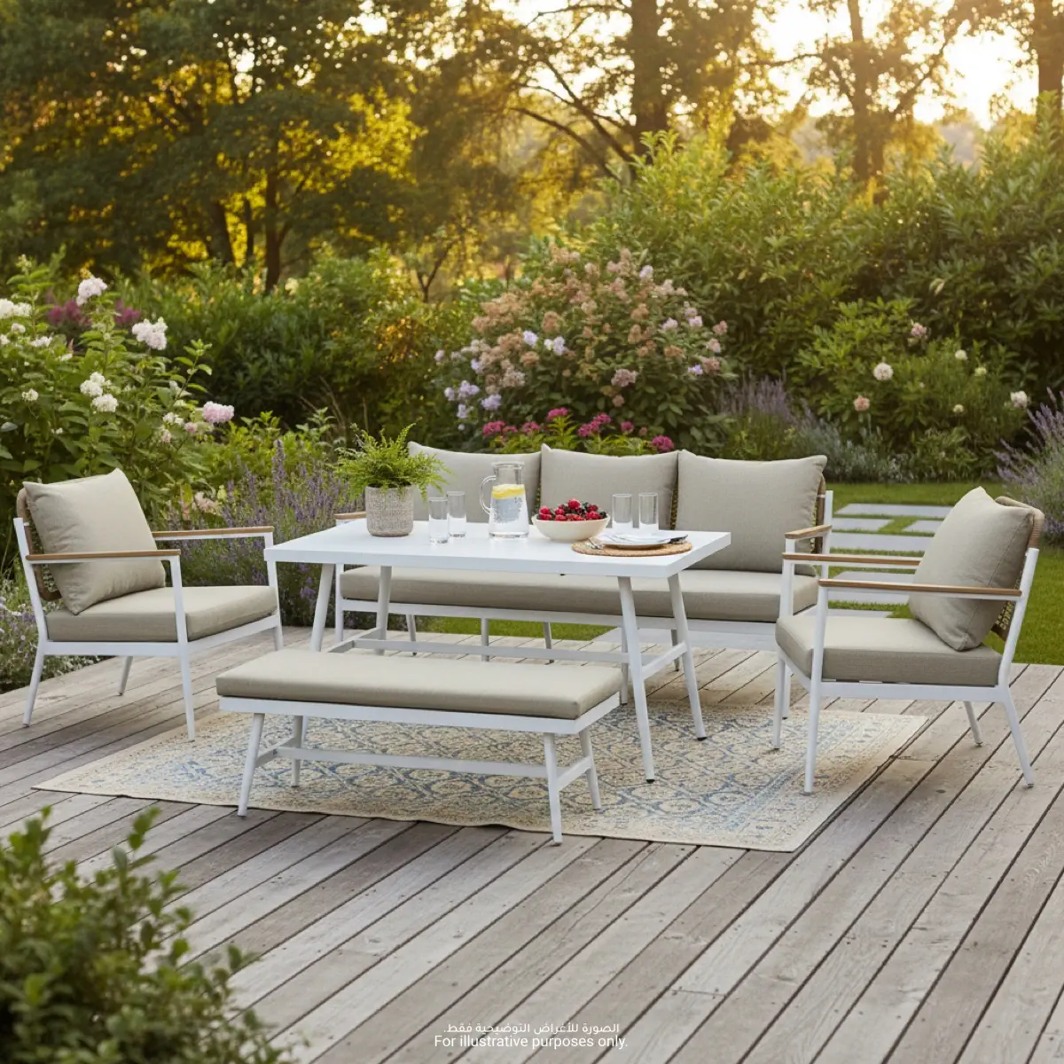 Athens 5-Seater Aluminum Wicker Outdoor Sofa Set (185 x 77 x 80.5 cm)