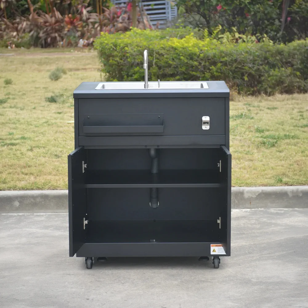 Thor Kitchen 4-Piece Modular Outdoor Kitchen Island (Black, 316 x 124 x 66 cm)