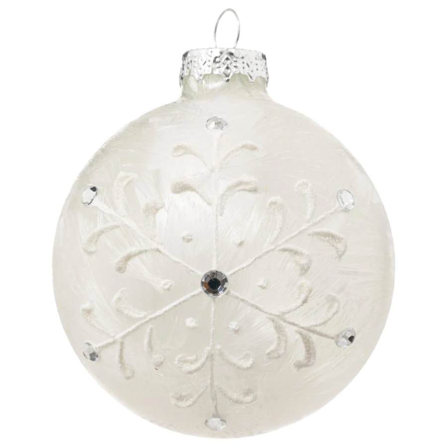 Christmas Ball Glass Frost Snwflk (White)
