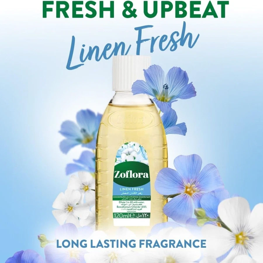 Zoflora Concentrated Multipurpose Disinfectant (Linen Fresh Scent, 120 ml)