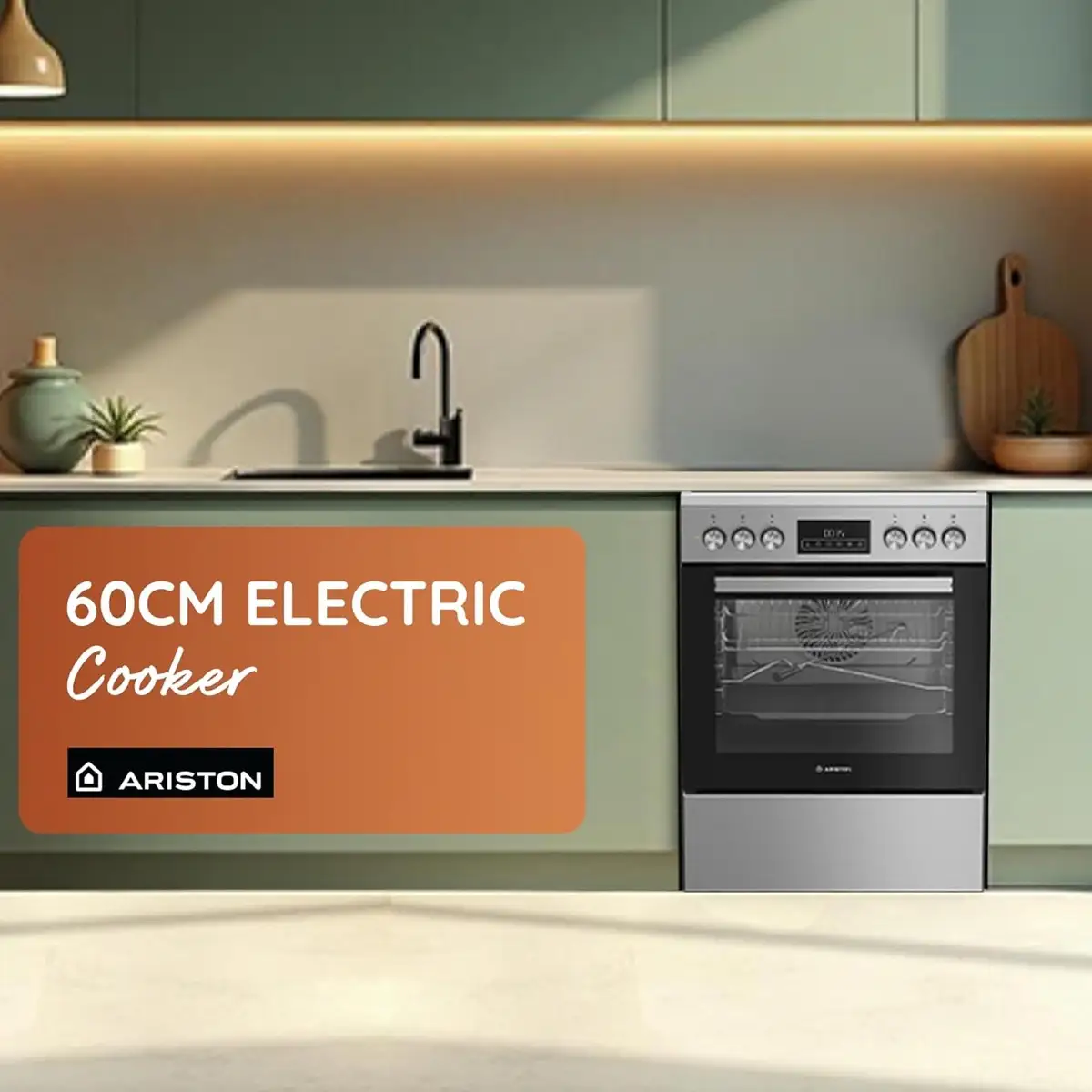 Ariston 4-Zone Freestanding Electric Ceramic Cooker W/Oven, ARR6EV520205XME (60 x 60 x 85 cm)