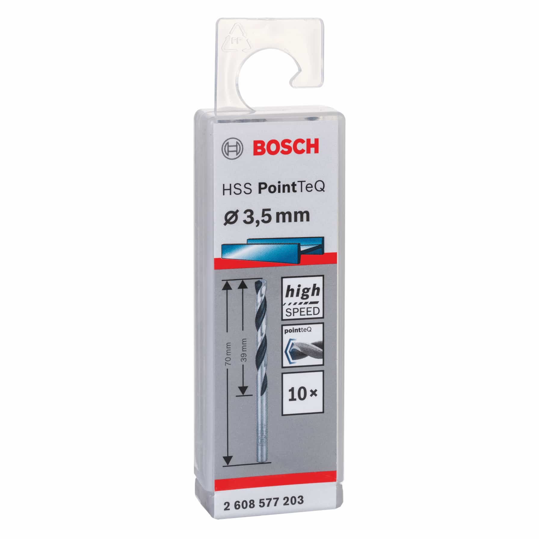 Bosch HSS PointTeq Metal Twist Drill Bit Pack (0.35 x 3.9 x 7 cm, 10 Pc.)