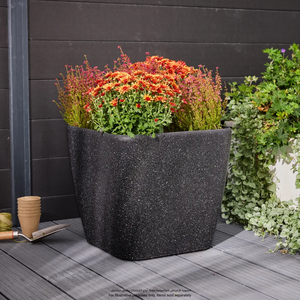 Verve Rough Square Plastic Pot (40 cm, Grey)