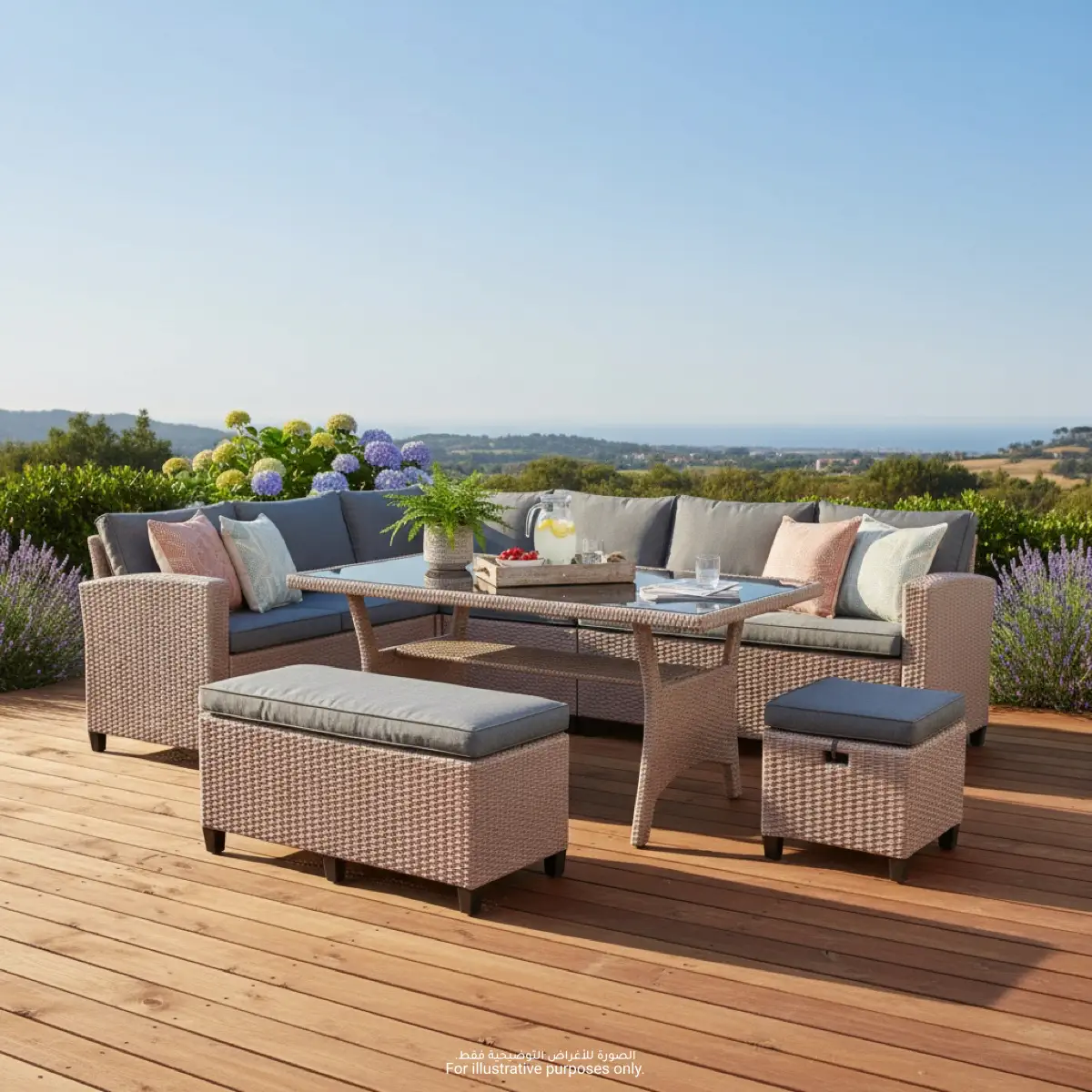 Savannah 9-Seater Rattan Corner Dining Set W/Cushions Generic (5 Pc.)