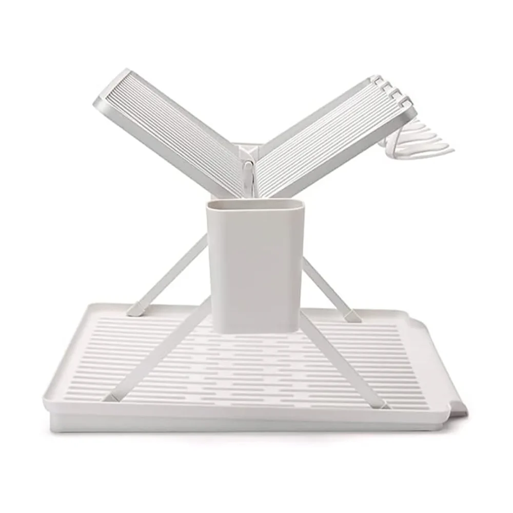 Brabantia SinkSide Aluminum & Plastic Large Foldable Dish Drying Rack (42 x 51 x 33 cm, Light Gray)