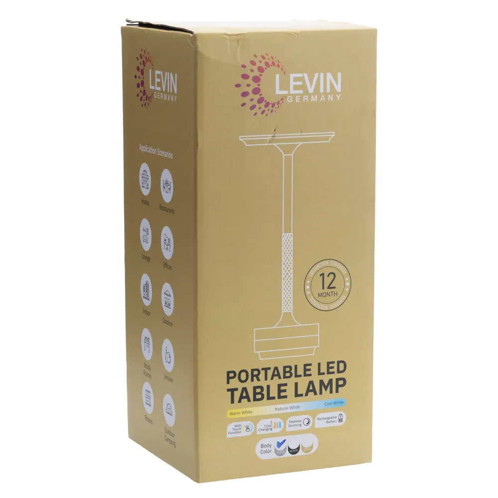 Levin Table Lamp W/USB Charger (5W, Grey)