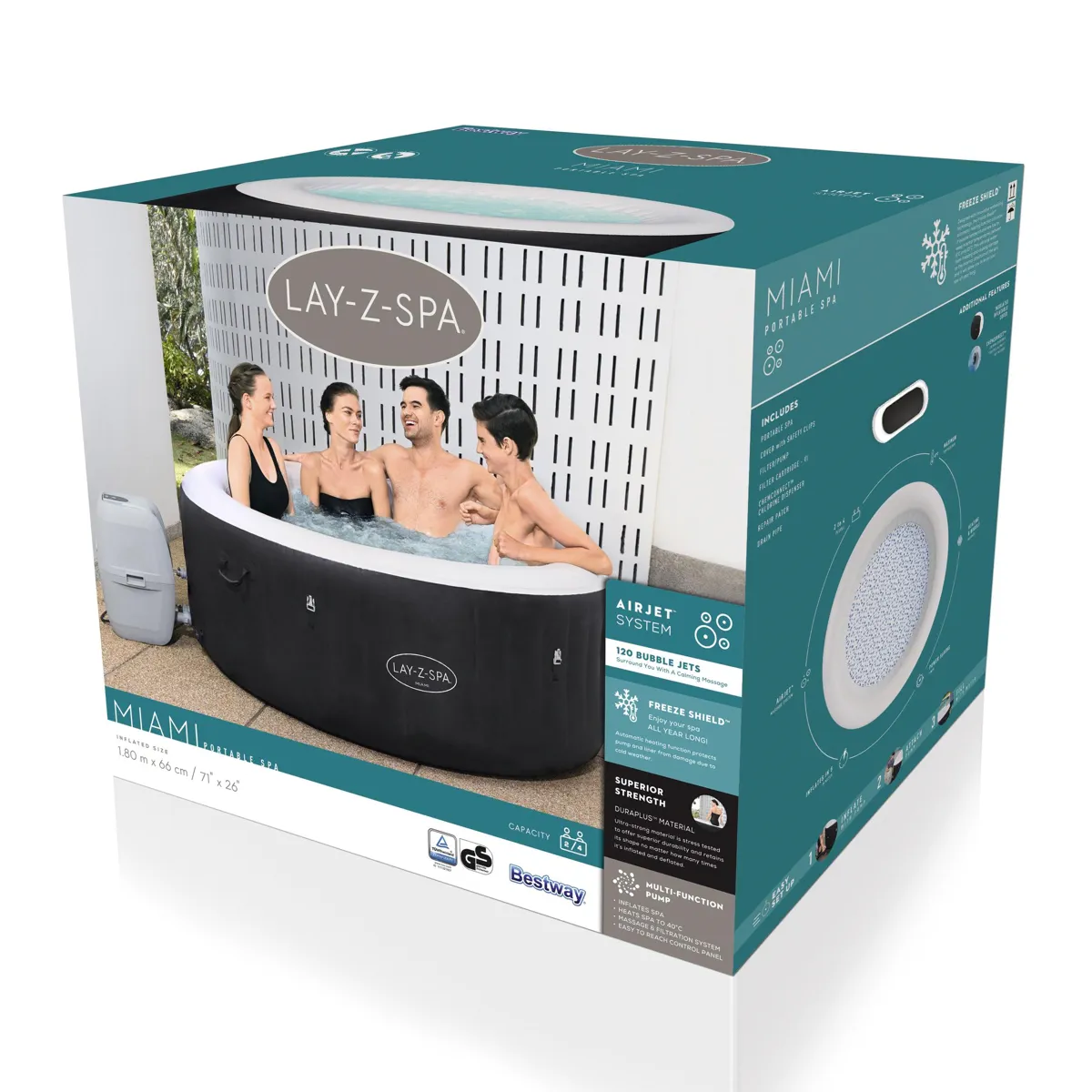 Bestway Lay-Z-Spa Miami Inflatable Hot Tub (180.3 x 66 cm)