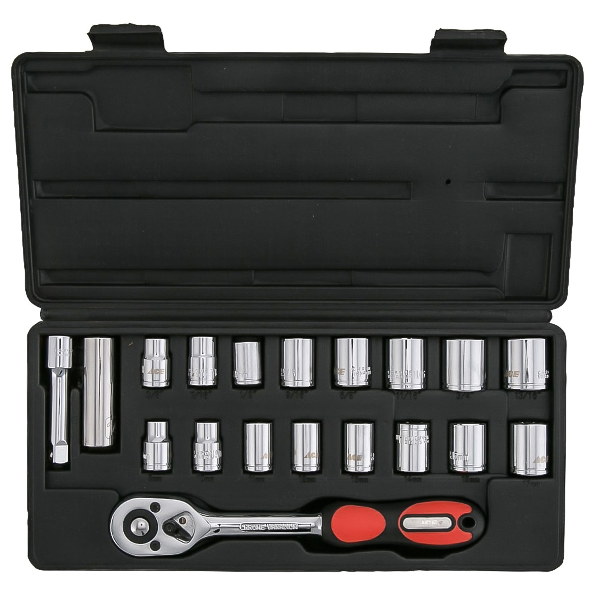 Ace SAE & Metric Socket Set with Drive (96.5 cm, Pack of 20)