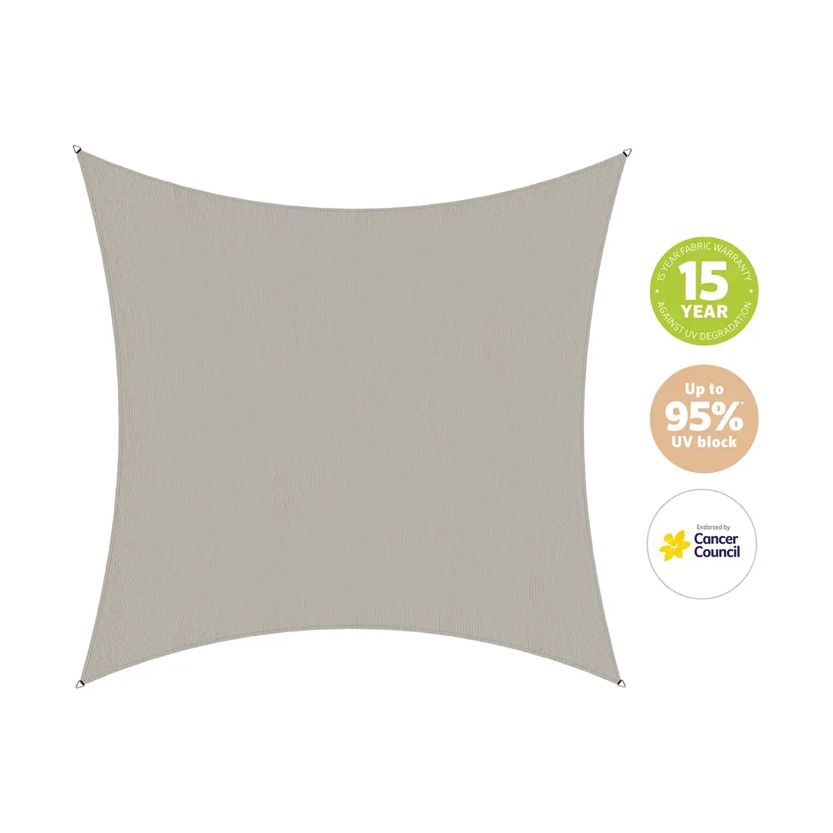 Coolaroo HDPE Commercial Grade Square Shade Sail (300 x 300 cm, Shell)