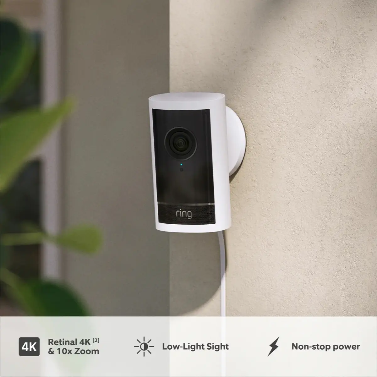 Ring Outdoor Plug-In Security Camera Pro 4K, B0DDRJJH9W (White)