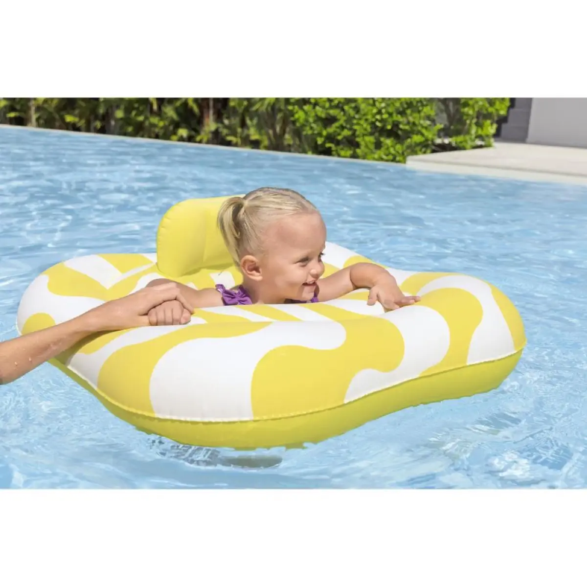 Bestway Swim Safe Float Wavy Square Ring  Baby Seat (72 x72 x 27 cm, Multicolor)