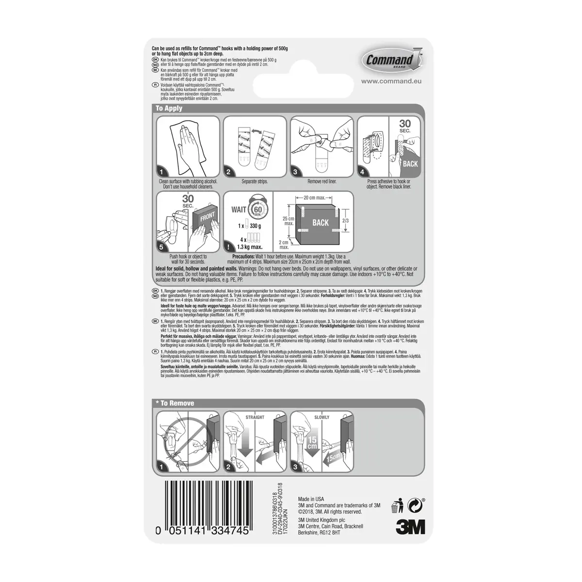 3M Command General Purpose Adhesive Strips Pack (Small, 16 Pc.)