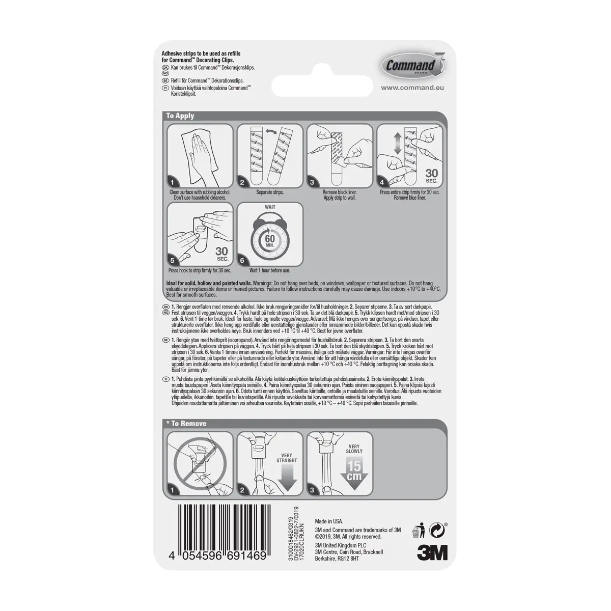 3M Command Clear Refill Strips Pack (Mini, 40 Pc.)