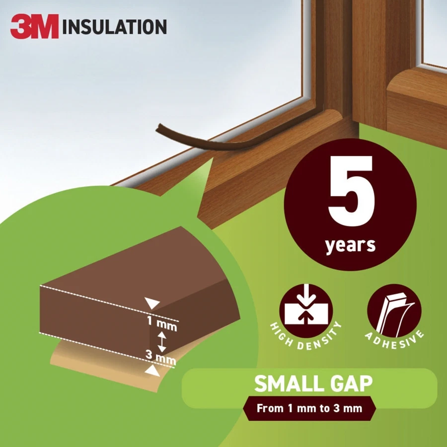 3M Classic Insulation Seal Tape (Small Gap, Brown, 6 m)