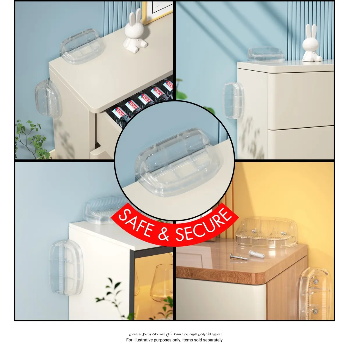 Nurtur Transparent Furniture Anti-Tip Wall Straps Pack (7.5 x 8 x 4.5 cm, 2 Pc.)