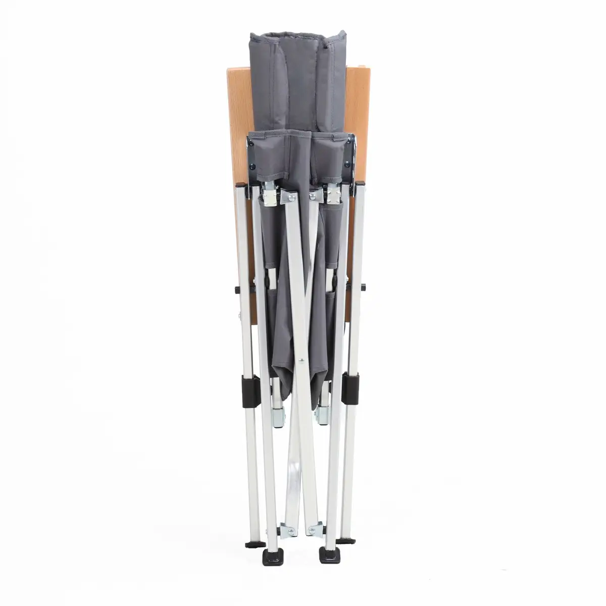 Four Position Camping Chair W/Wood Arm (Grey, 74 x 59.5 x 98 cm)