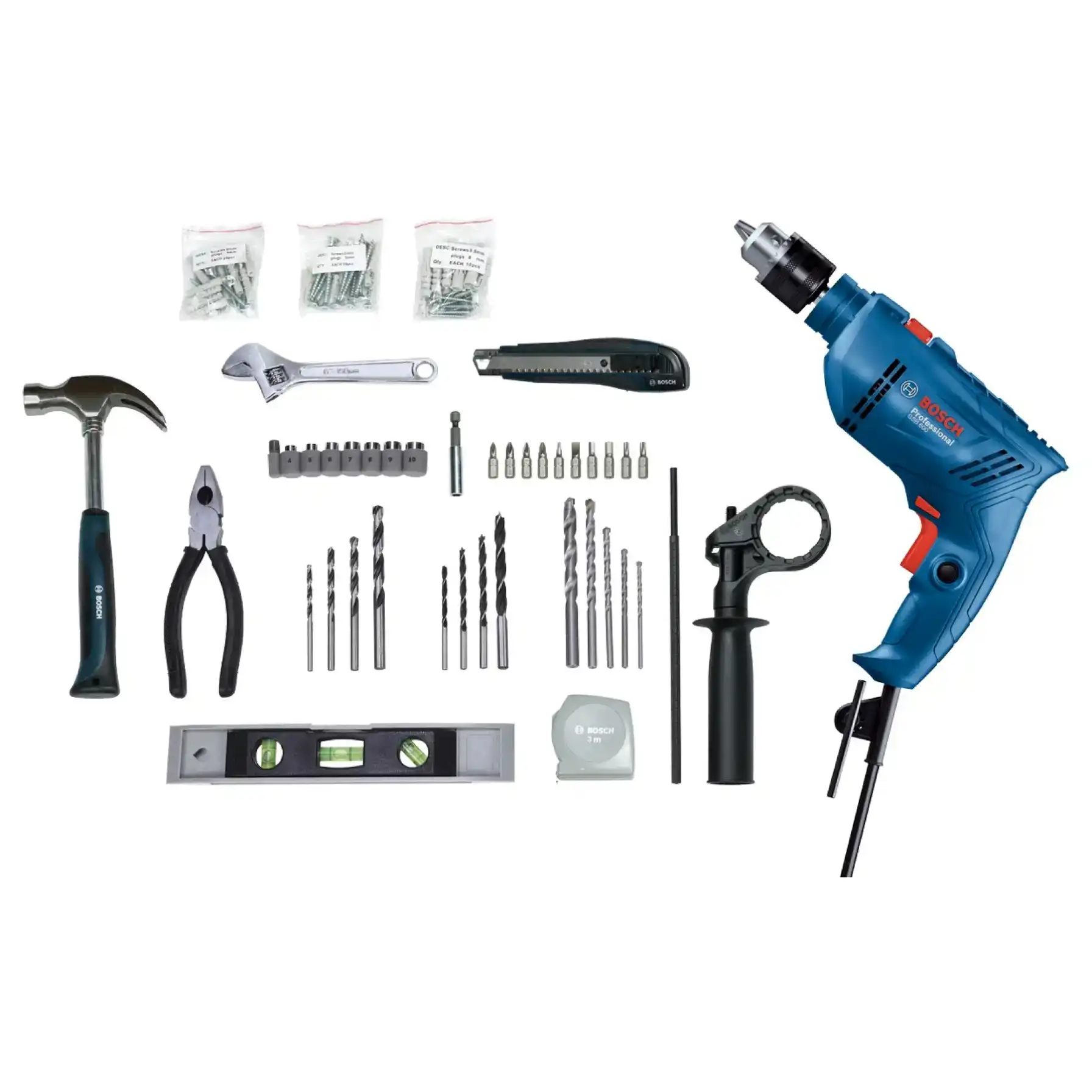 Bosch Professional Corded Impact Drill, GSB 600 (600 W) + Drill Bit Set (98 Pc.)
