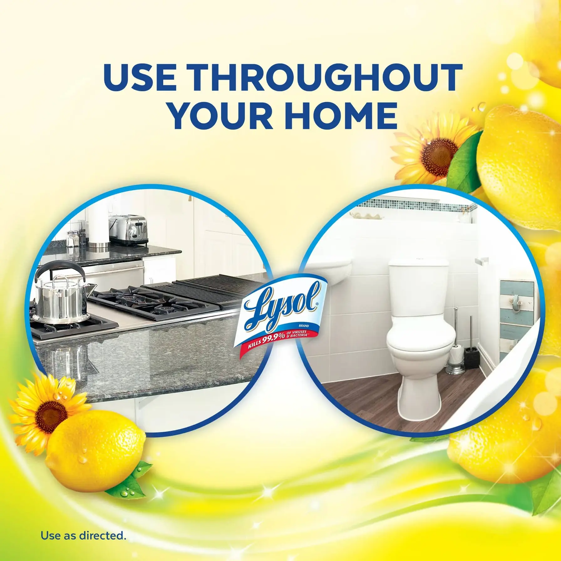 Lysol Clean & Fresh Multi-Surface Cleaning Liquid (1.42 L, Lemon & Sunflower)