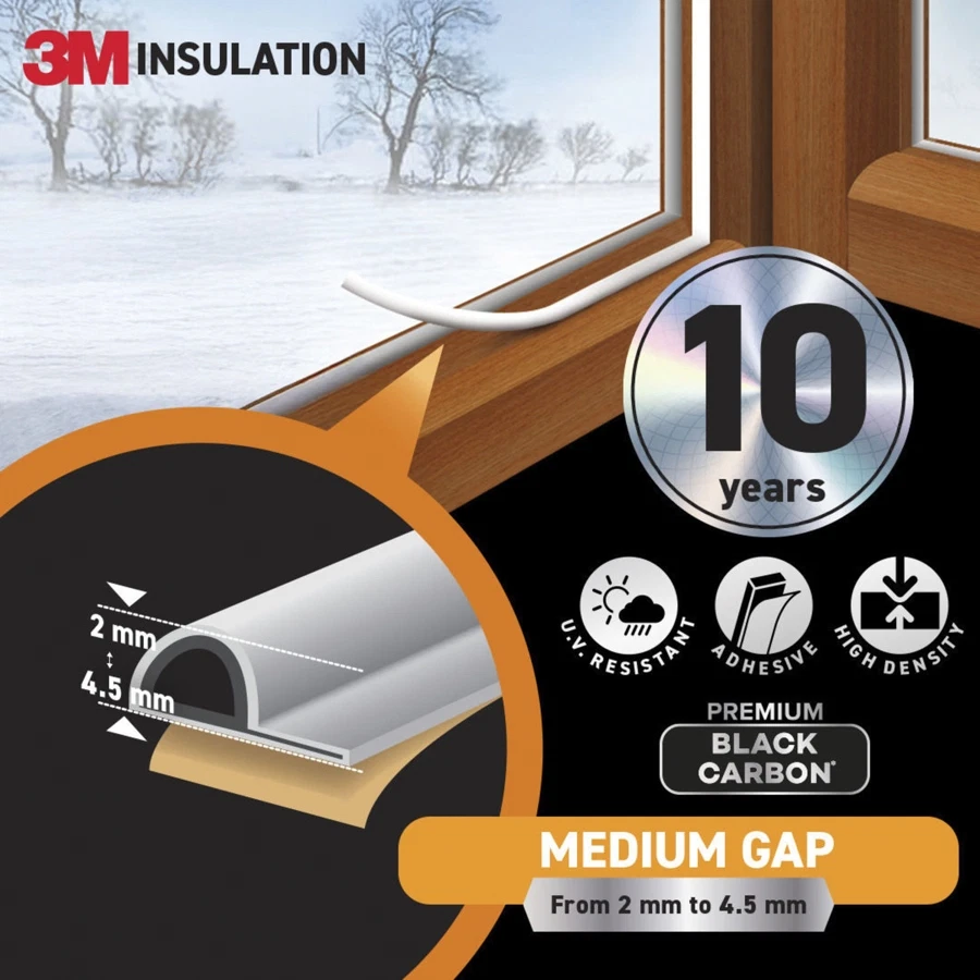 3M Premium Insulation Seal Tape (Medium Gap, White, 6 m)