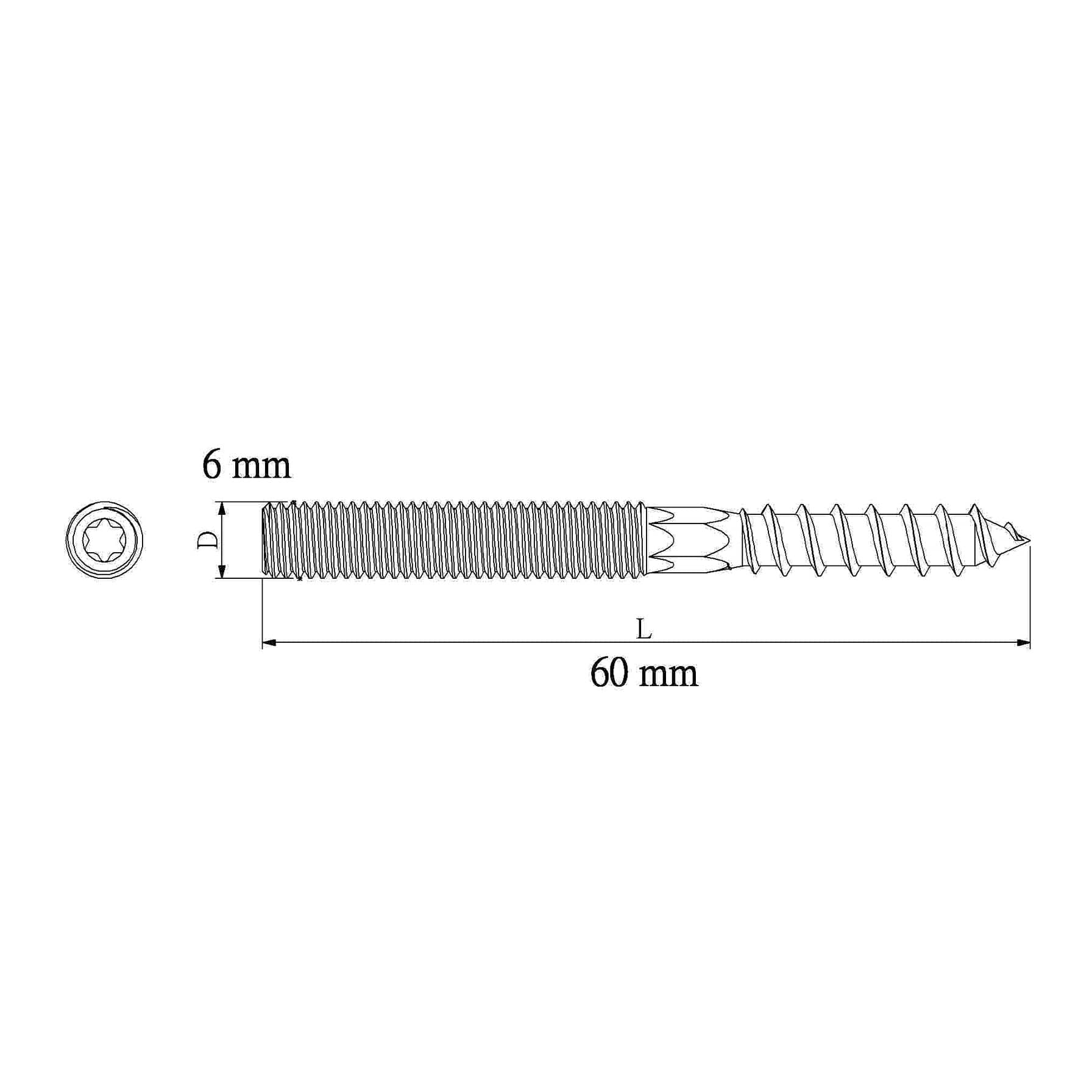 Diall Yellow-Passivated Carbon Steel Dowel Screw Pack (6 x 60 mm, 5 Pc.)