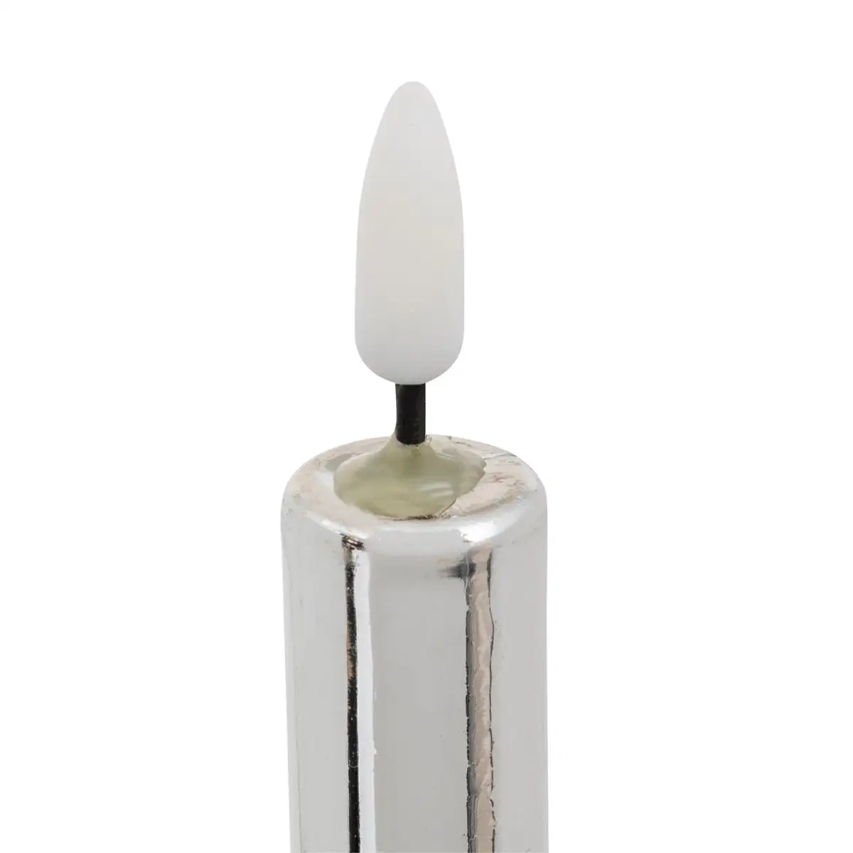 Atmosphera Battery-Operated LED Taper Candle Set (2 Pc, Silver, 28 cm)