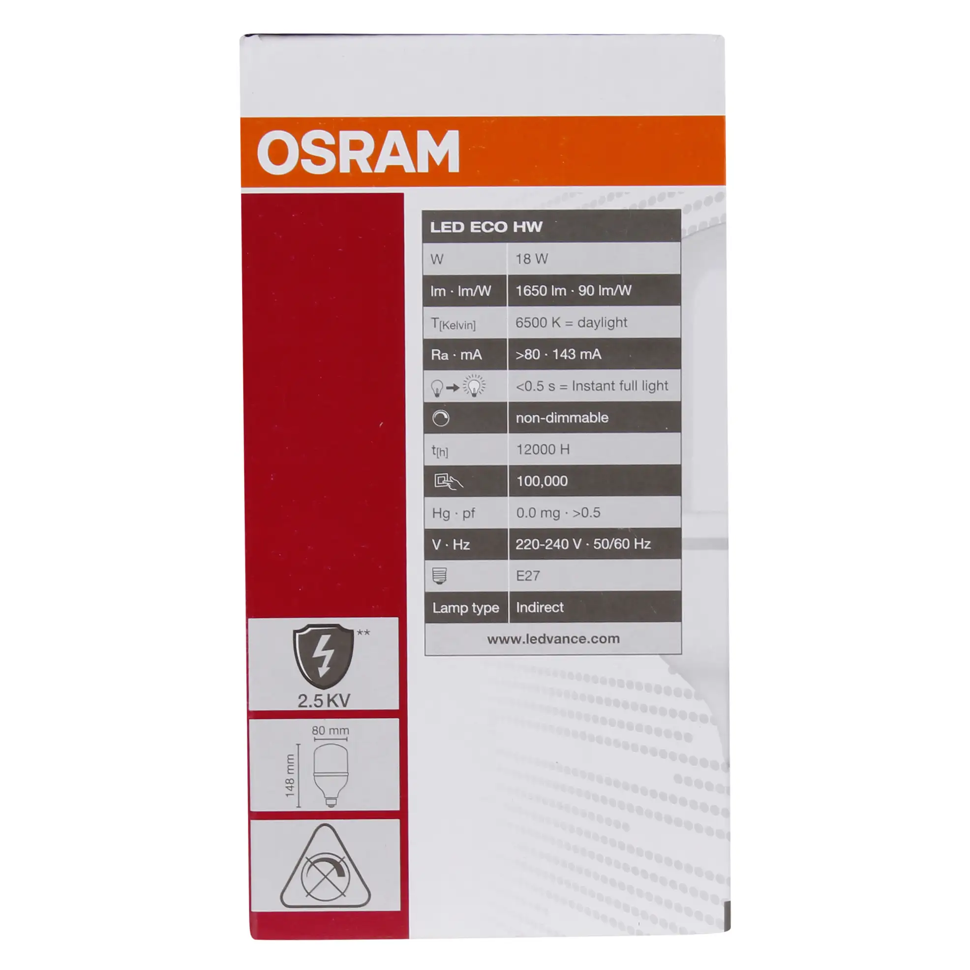 Osram HI-WATT ECO E27 LED Light Bulb (18 W, Daylight)