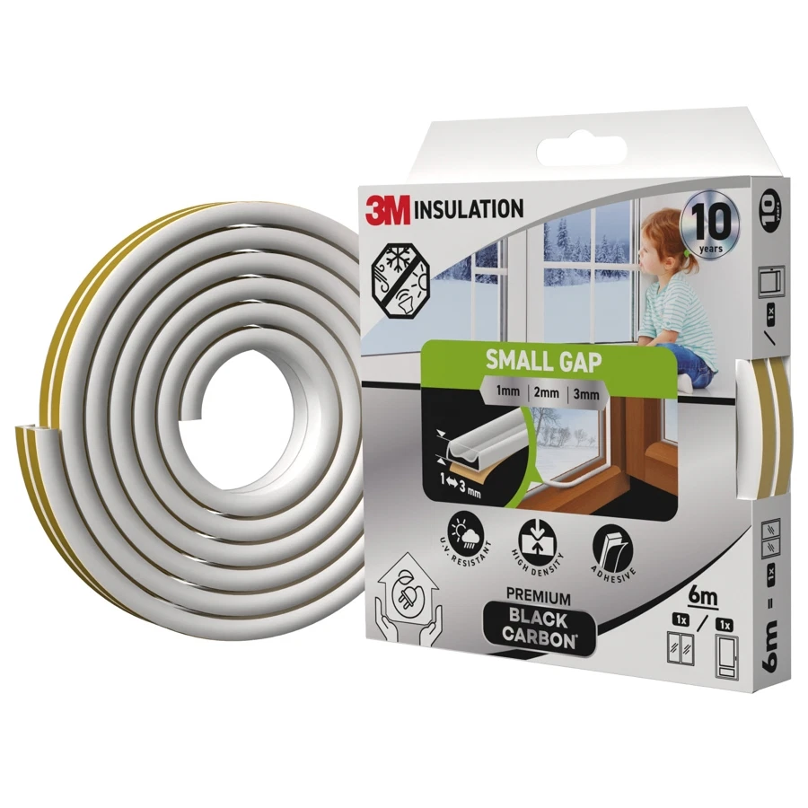 3M Premium Insulation Seal Tape (Small Gap, White, 6 m)
