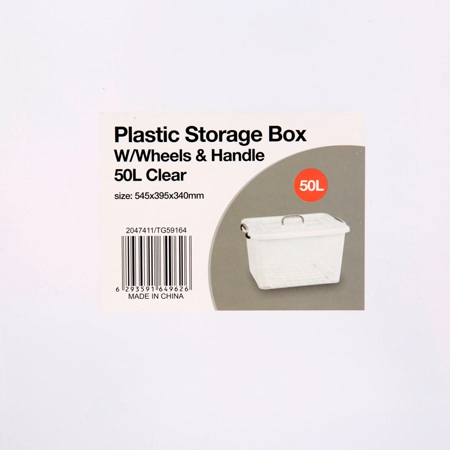 Homeplus Plastic Storage W/Wheels & Handle (50 L) 