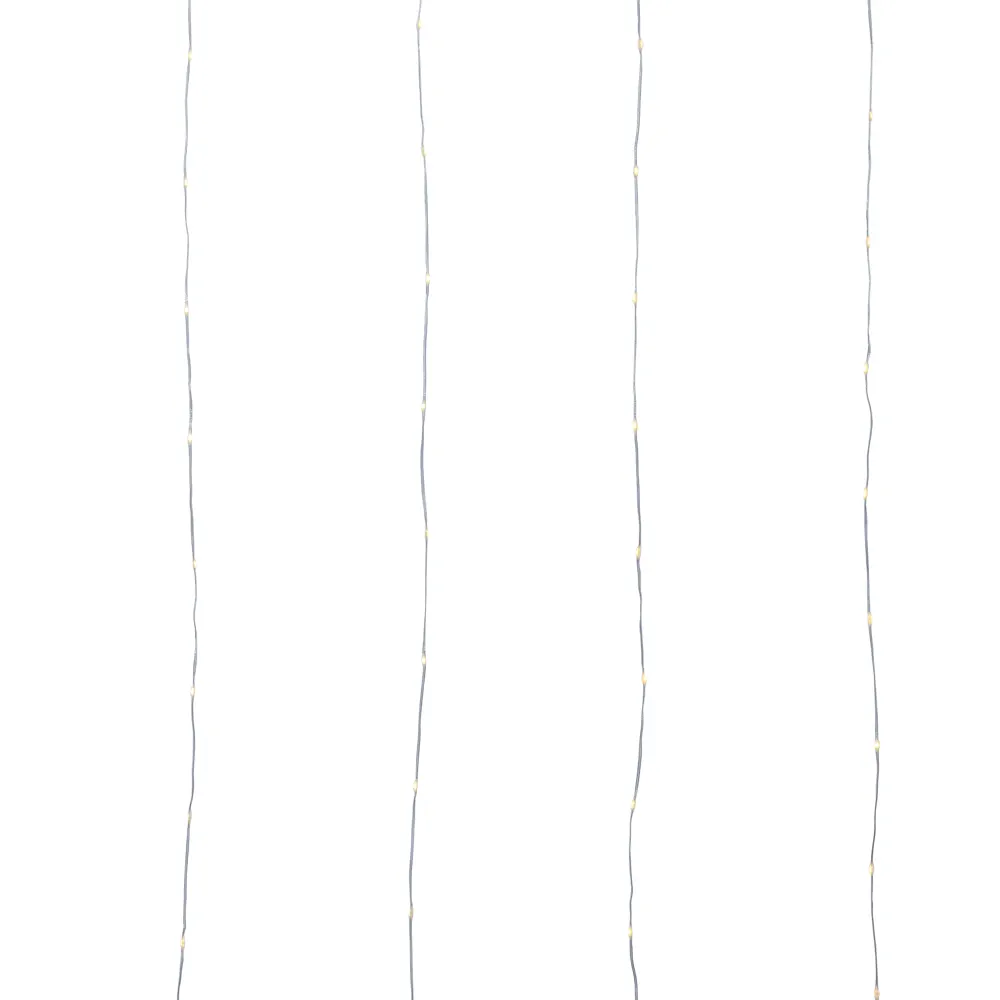 Solar-Powered 300 Integrated LED Curtain String Light (Warm White, 1.2 V)