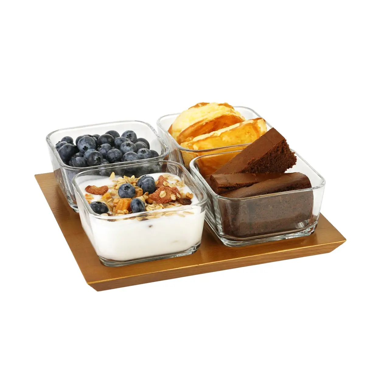 La Maison Snack Bowl W/Pine Wood Base Set