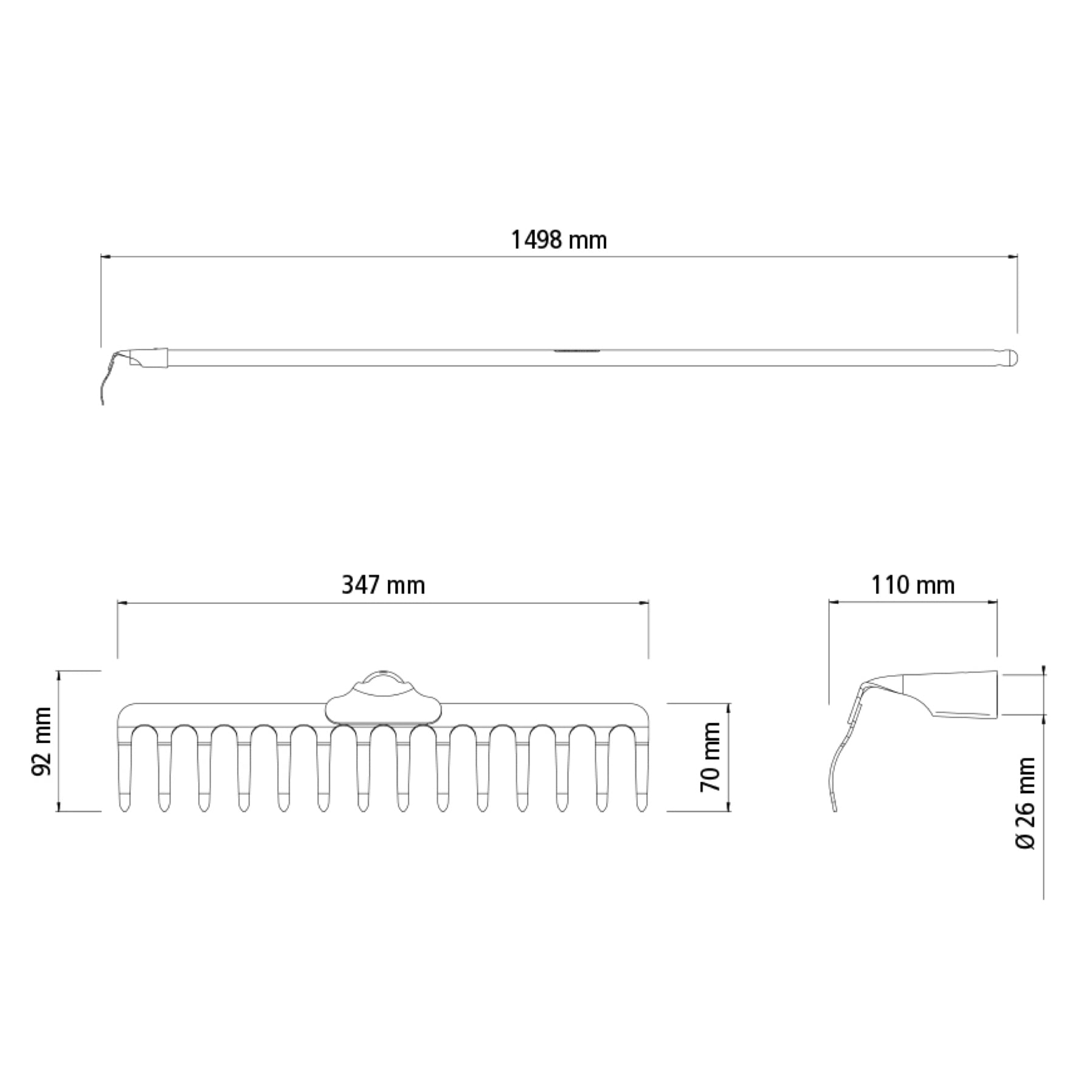 Tramontina Steel Light Garden Rake W/14 Teeth (145 cm)