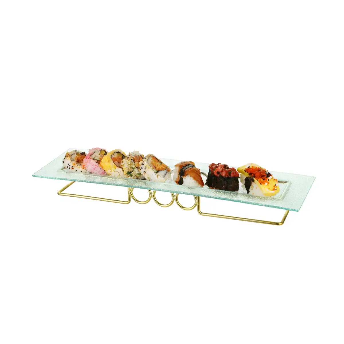 La Maison Serving Tray W/Golden Iron Stand Set