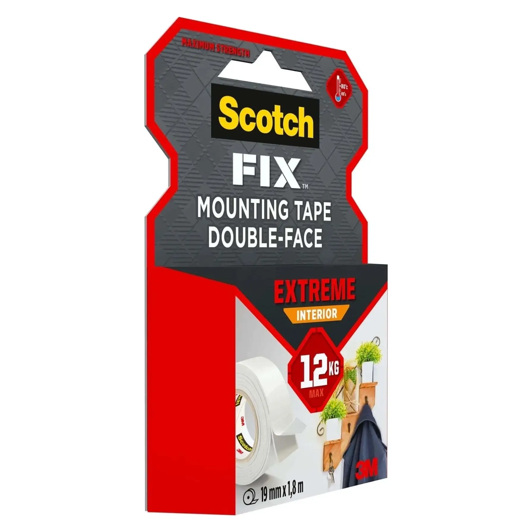 Scotch Fix Double-Face Extreme Interior Mounting Tape (19 mm x 1.8 m, Pack Of 2)
