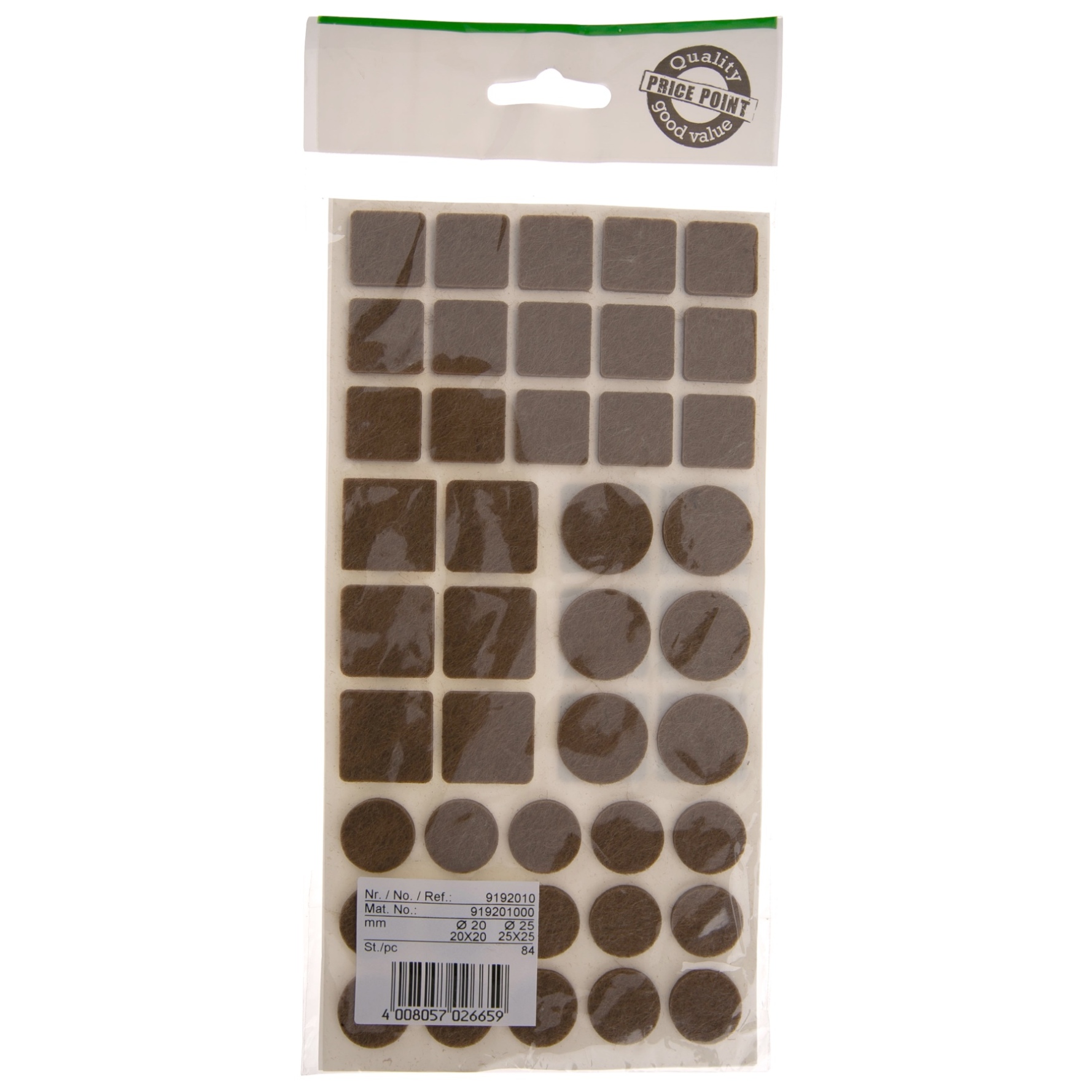 Hettich Felt Gliders Set (Brown, Pack of 42)