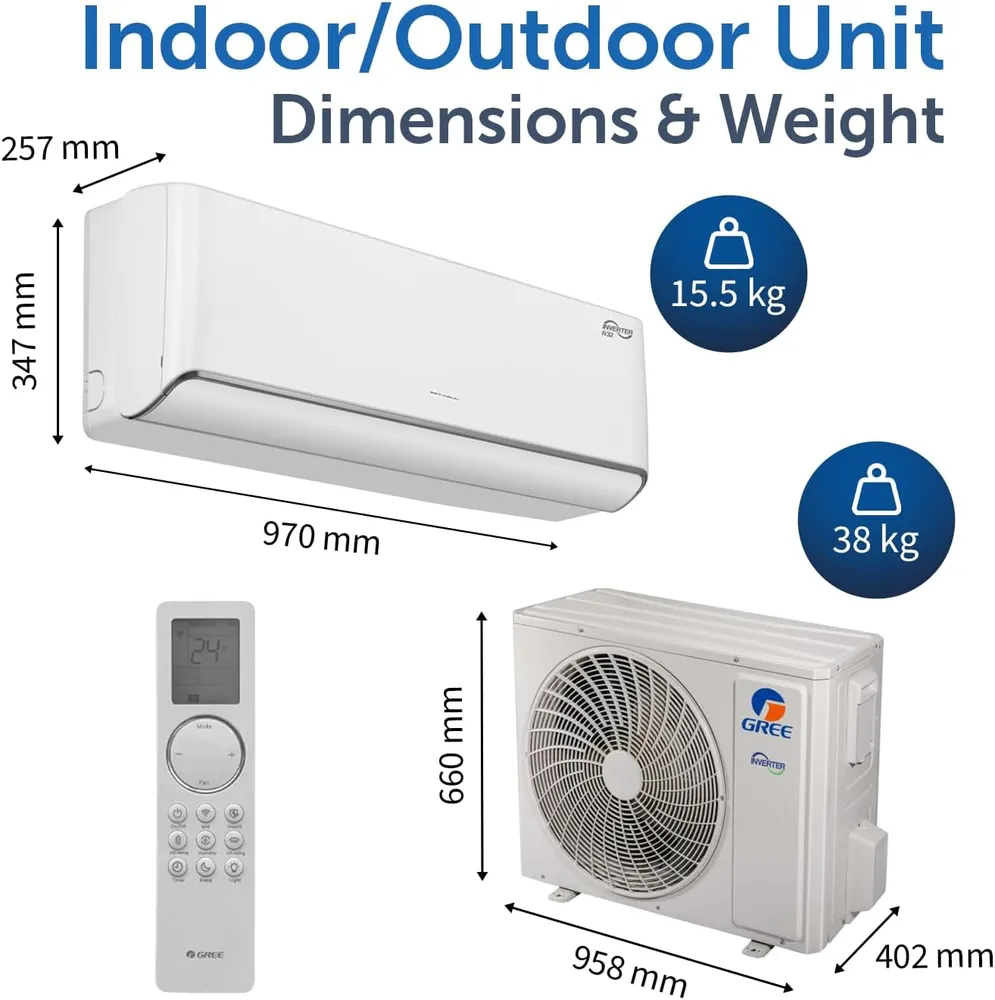 Gree Wi-Fi Enabled Split Air Conditioner, R32 iAiry32-18C3 (1.5 Ton)