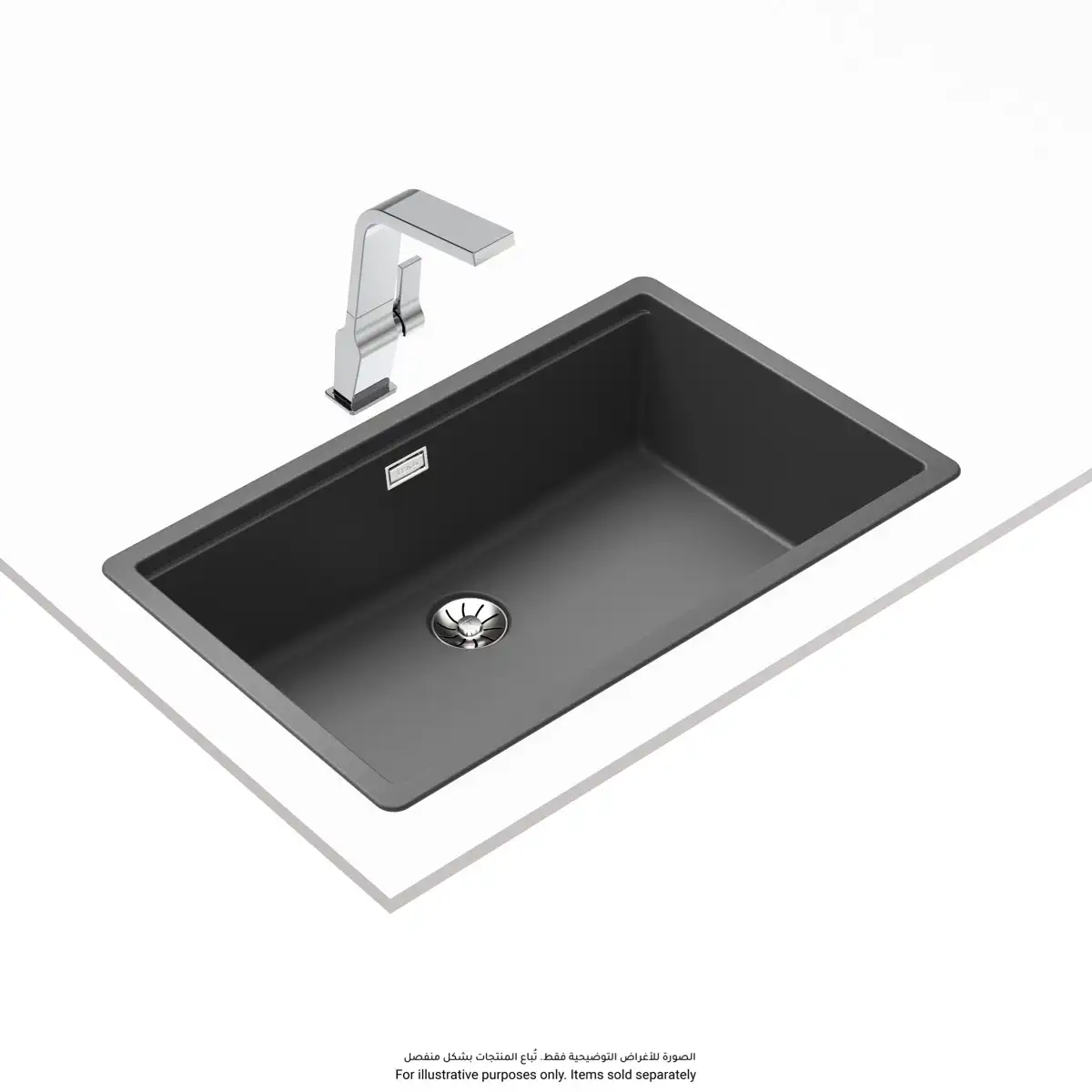 Teka 2-in-1 Installation Quartz & Acrylic Resins Kitchen Sink W/One Bowl (80 cm Base Unit, Dark Grey)