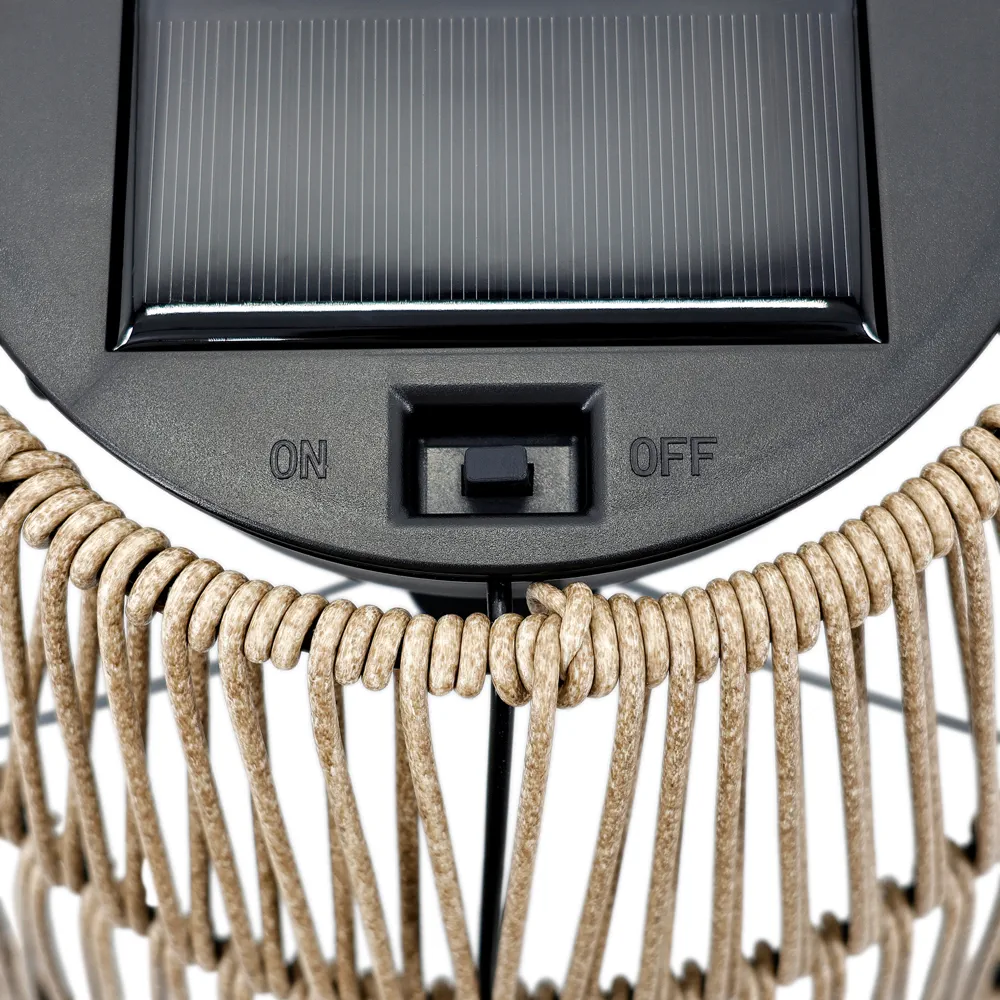 Solar-Powered Bullet Rattan Effect LED Floor Lamp