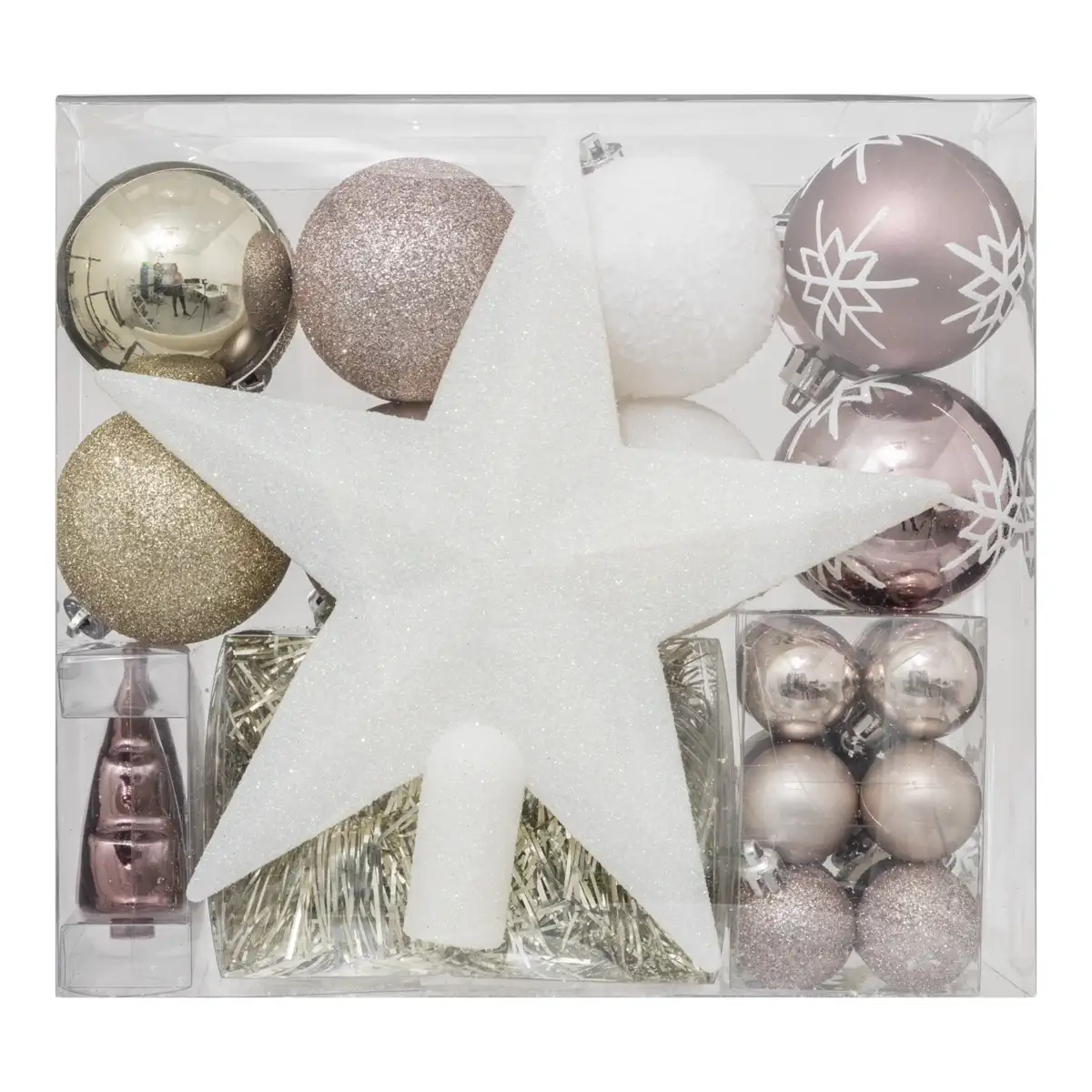 Atmosphera Plastic Christmas Deco Kit (Pink, 44 Pc.) 