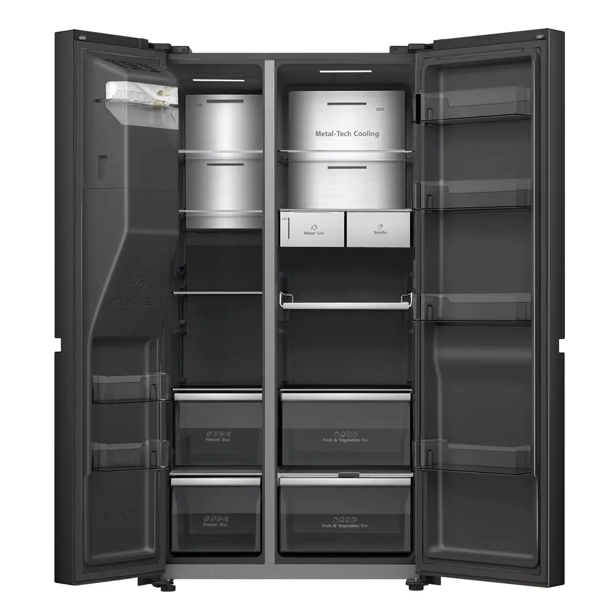 Hisense Freestanding Side by Side Smart Refrigerator, RS9P819GTB (819 L, Black)  