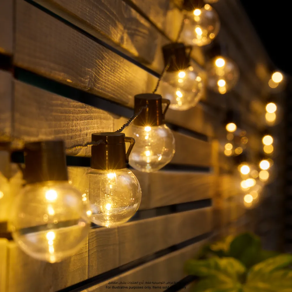Solar-Powered 20 Bullet LED String Light (Black)
