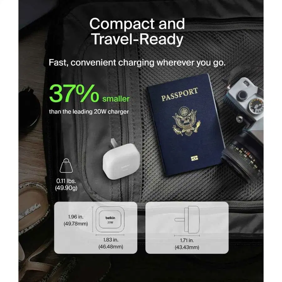 Belkin BoostCharge Compact USB-C Charger (White, 20 W)