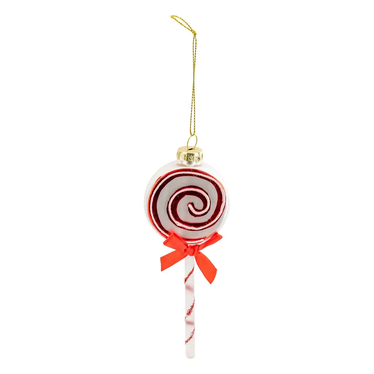 Christmas Ornament Glass Lollipop Bow (White, H. 14 cm)